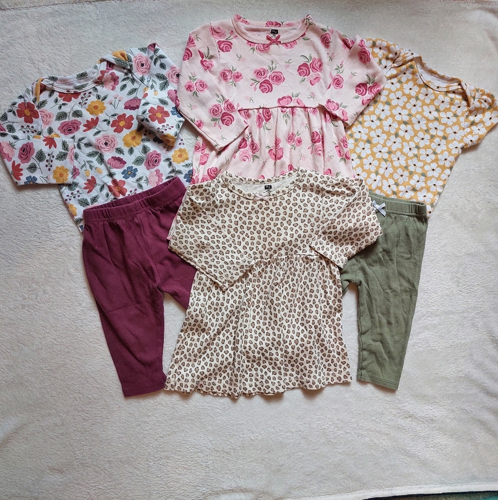 Hudson Baby Lot Dress Outfit Floral Fall Bow 18 Month Girl Toddler Cute Play
